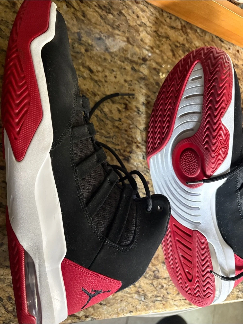 Jordan Men's Black and Red High-Top Basketball Sneakers